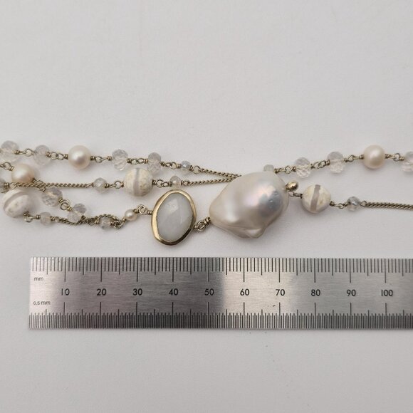 38 Inch Sterling Silver Large Genuine Pearl Long Necklace B499 - Picture 8 of 9
